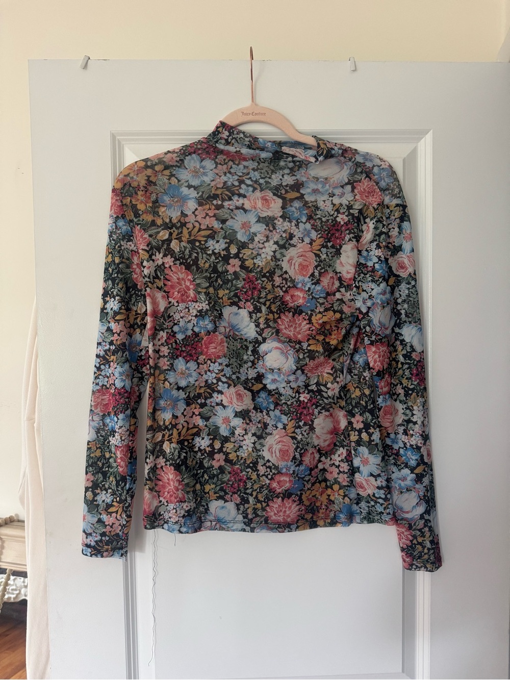 Floral Long-Sleeve Mock Neck Top - Multicolor